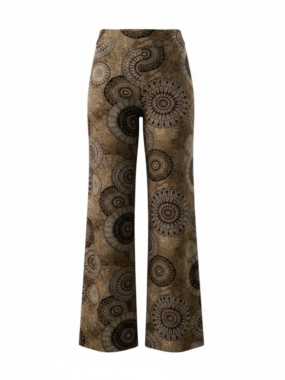 White Mark Wide leg palazzo pants in Gray and Brown Medallion Print